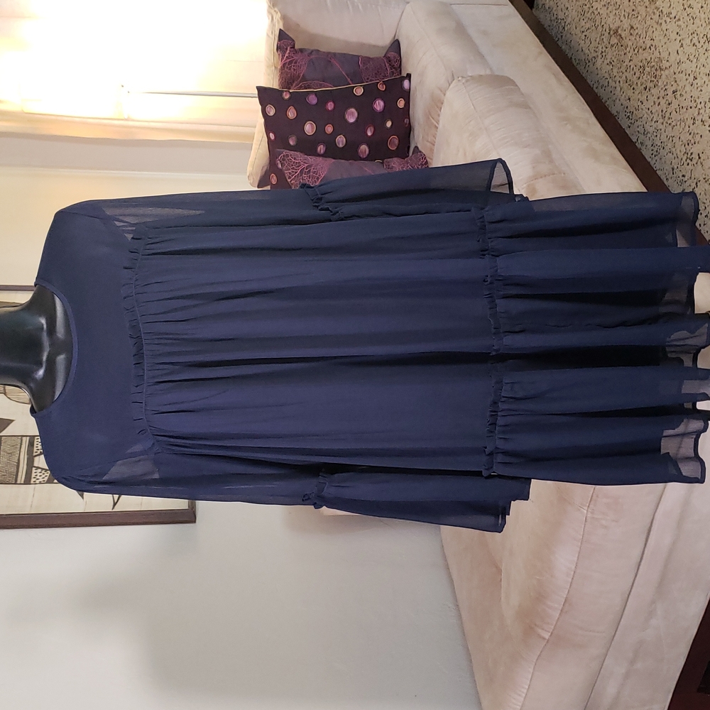 H&M navy blue peasant dress